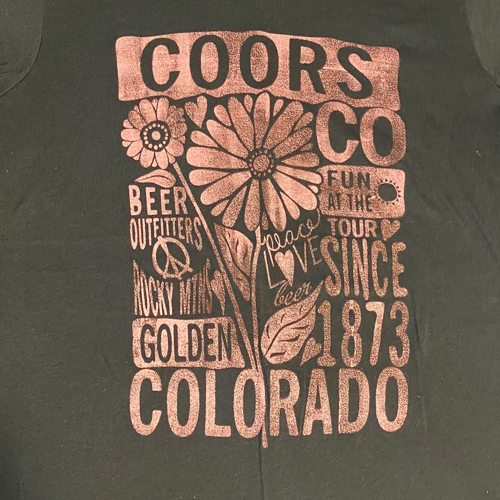 Women's Coors Navy and Pink Graphic Tee - Medium